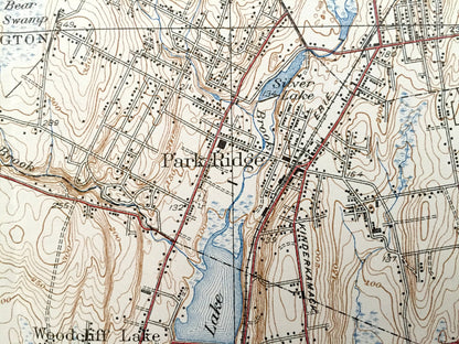 Antique Park Ridge, New Jersey 1939 US Geological Survey Map – Bergen County, Montvale, Hohokus, Woodcliff Lake, Washington, Rivervale, NJ
