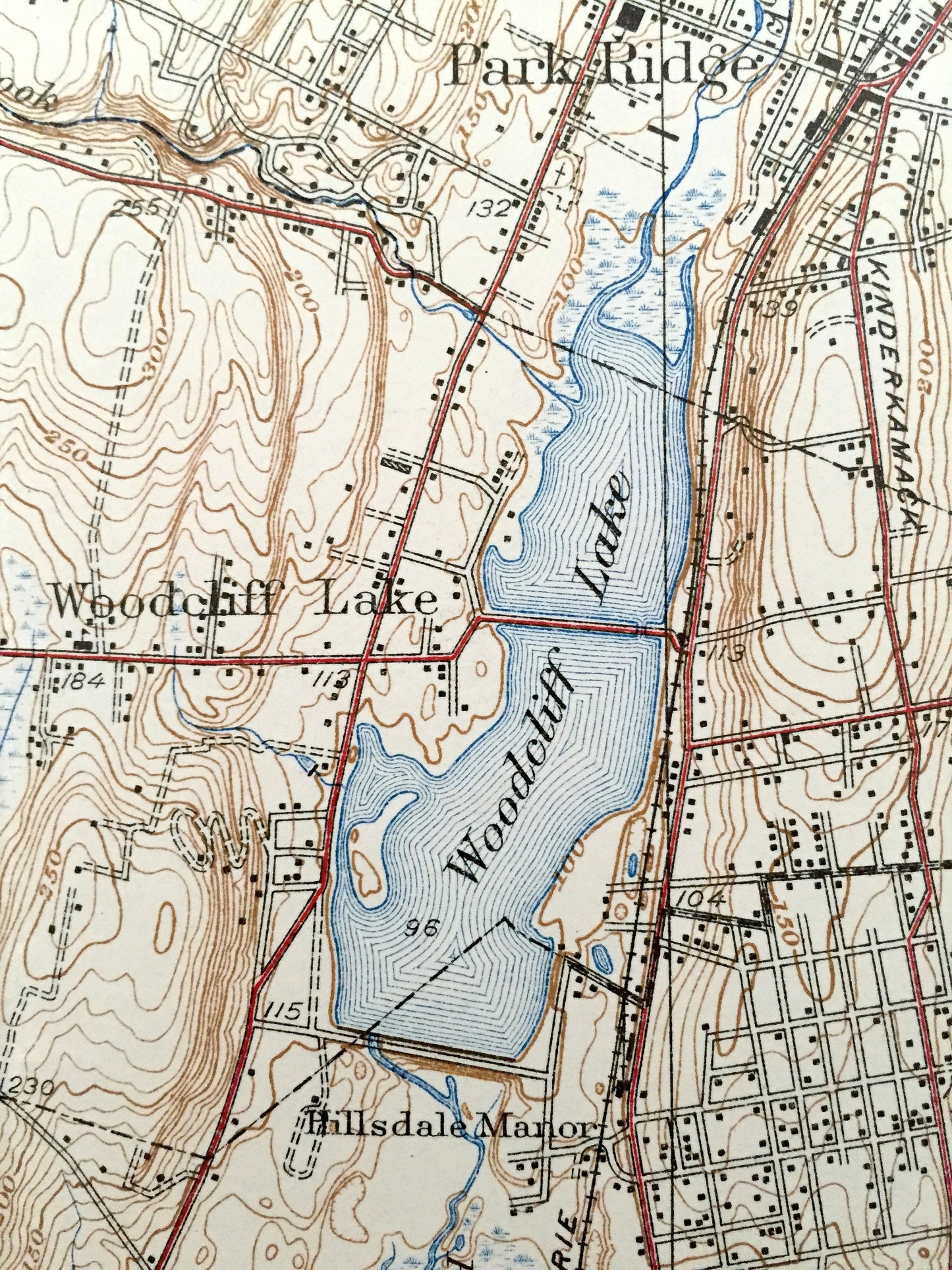 Antique Park Ridge, New Jersey 1939 US Geological Survey Map – Bergen County, Montvale, Hohokus, Woodcliff Lake, Washington, Rivervale, NJ