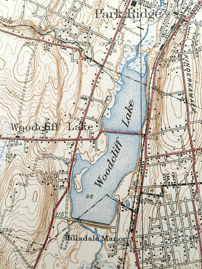 Antique Park Ridge, New Jersey 1939 US Geological Survey Map – Bergen County, Montvale, Hohokus, Woodcliff Lake, Washington, Rivervale, NJ