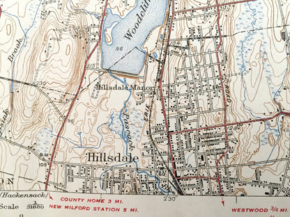 Antique Park Ridge, New Jersey 1939 US Geological Survey Map – Bergen County, Montvale, Hohokus, Woodcliff Lake, Washington, Rivervale, NJ