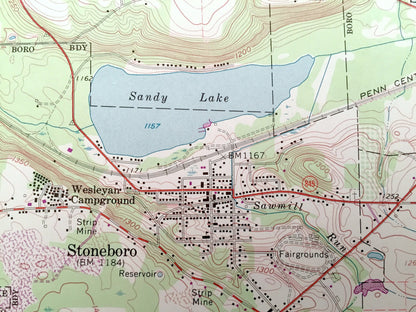 Antique Sandy Lake, Pennsylvania 1960 US Geological Survey Topographic Map – Mercer, Venango County, Worth, New Vernon, Jackson Township, PA
