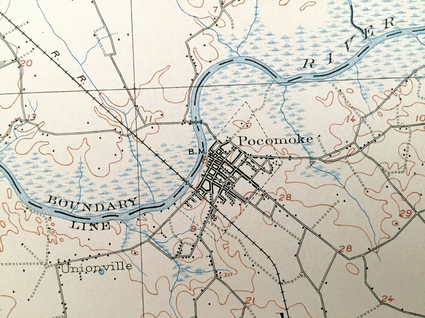 Antique Princess Anne, Maryland 1901 US Geological Survey Topographic Map – Pocomoke, Westover, Wellington, Whiteburg, Cokesbury, Kingston