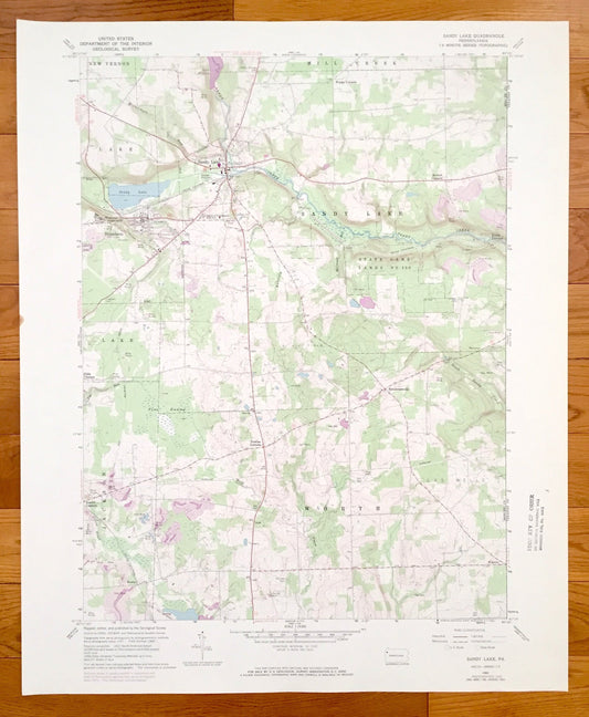 Antique Sandy Lake, Pennsylvania 1960 US Geological Survey Topographic Map – Mercer, Venango County, Worth, New Vernon, Jackson Township, PA
