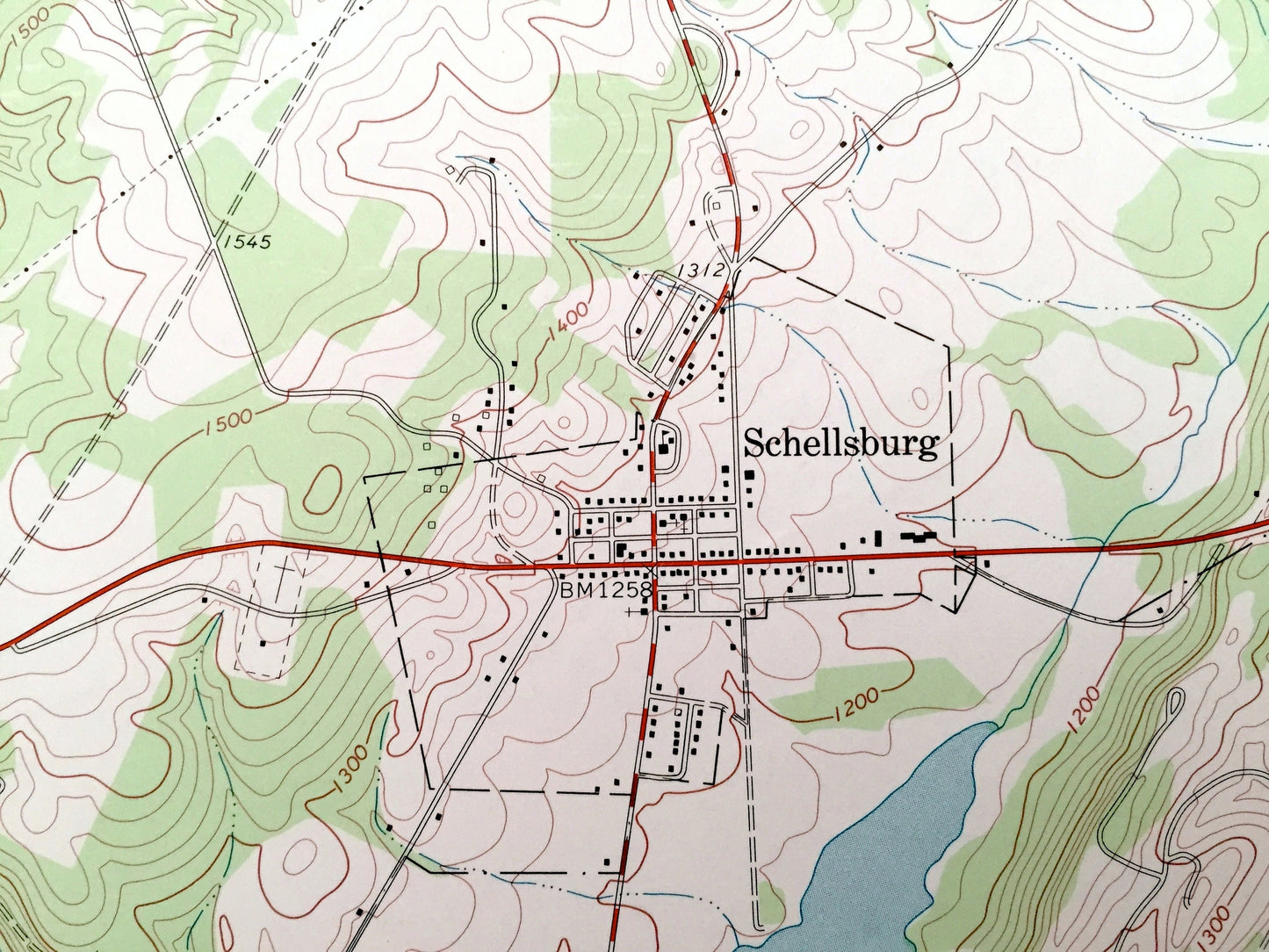 Antique Schellsburg, Pennsylvania 1971 US Geological Survey Topographic Map – Bedford County, Somerset County, Napier, Juniata, Harrison