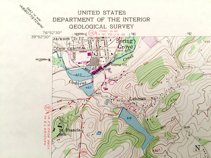 Antique Seven Valleys, Pennsylvania 1953 US Geological Survey Topographic Map – York County, Codorus, North Codorus, Manheim, Springfield