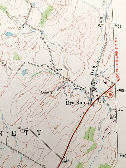 Antique Shade Gap, Pennsylvania 1966 US Geological Survey Topographic Map – Huntingdon County, Franklin County, Cromwell, Fannett, Dublin