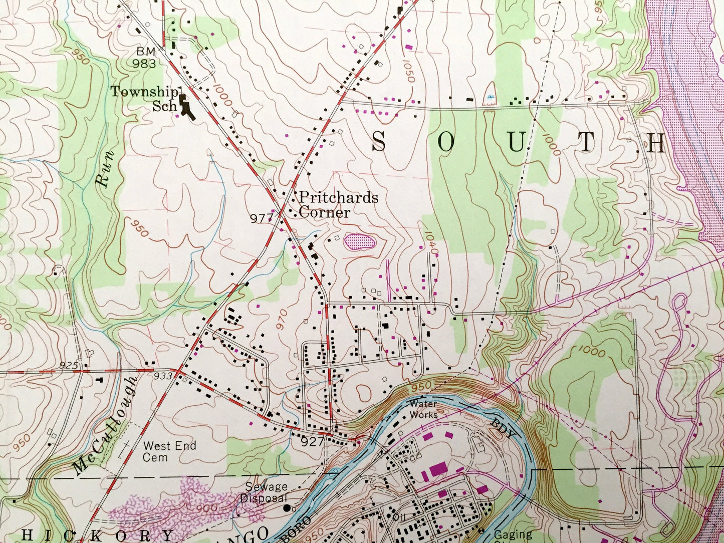 Antique Sharpsville, Pennsylvania 1958 US Geological Survey Topographic Map – Mercer County, South Pymatuning, West Salem, Shenango River PA