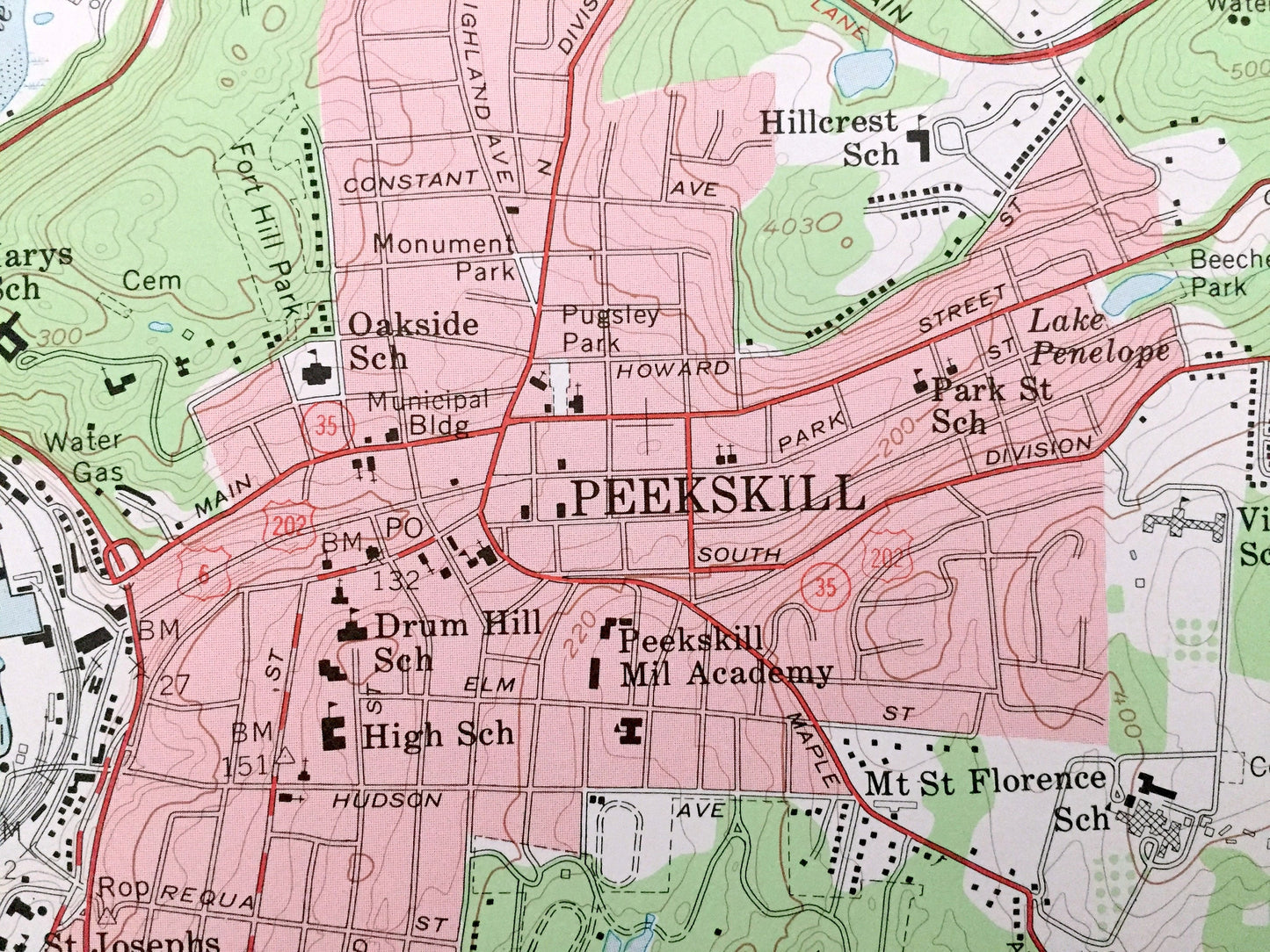 Antique Peekskill, New York 1957 US Geological Survey Topographic Map – Westchester County, Verplanck Toddville Glenclyffe Palisades Park NY
