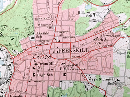 Antique Peekskill, New York 1957 US Geological Survey Topographic Map – Westchester County, Verplanck Toddville Glenclyffe Palisades Park NY
