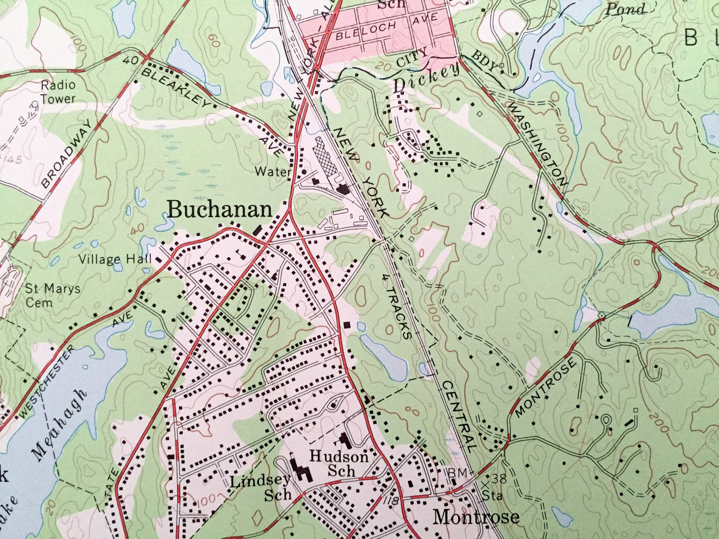 Antique Peekskill, New York 1957 US Geological Survey Topographic Map – Westchester County, Verplanck Toddville Glenclyffe Palisades Park NY