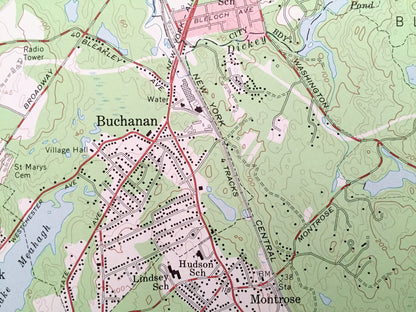 Antique Peekskill, New York 1957 US Geological Survey Topographic Map – Westchester County, Verplanck Toddville Glenclyffe Palisades Park NY