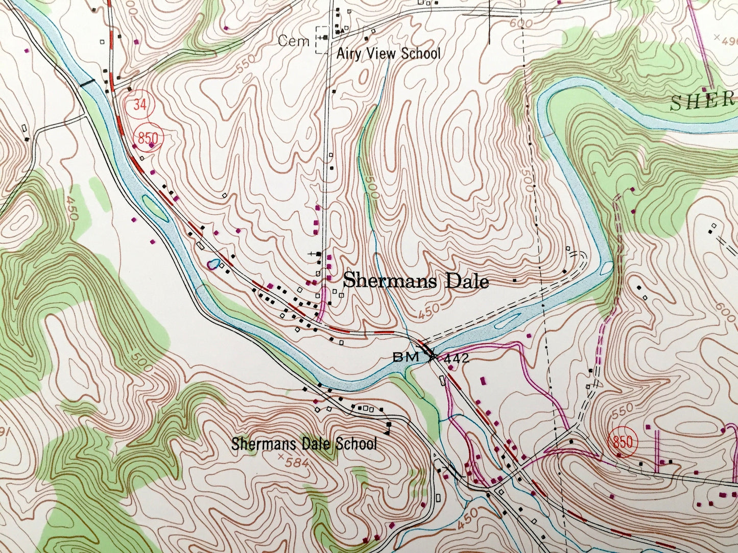 Antique Shermans Dale, Pennsylvania 1952 US Geological Survey Topographic Map – Perry County, Cumberland County, Carroll, North Middleton