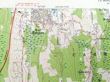 Antique Mohegan Lake, New York 1956 US Geological Survey Topographic Map – Westchester County, Putnam Valley, Cortlandt, Yorktown, Carmel NY