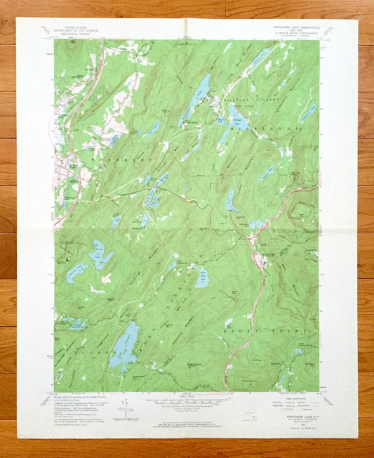 Antique Popolopen Lake, New York 1957 US Geological Survey Topographic Map – Orange, Rockland County, West Point, Highlands Woodbury Camp NY