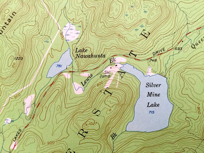 Antique Popolopen Lake, New York 1957 US Geological Survey Topographic Map – Orange, Rockland County, West Point, Highlands Woodbury Camp NY