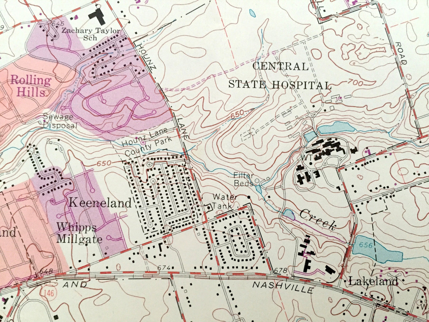 Antique Anchorage, Kentucky 1965 US Geological Survey Topographic Map – Jefferson, Oldham County, Louisville, Graymoor, Middletown, KY