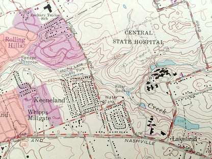 Antique Anchorage, Kentucky 1965 US Geological Survey Topographic Map – Jefferson, Oldham County, Louisville, Graymoor, Middletown, KY