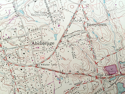 Antique Anchorage, Kentucky 1965 US Geological Survey Topographic Map – Jefferson, Oldham County, Louisville, Graymoor, Middletown, KY