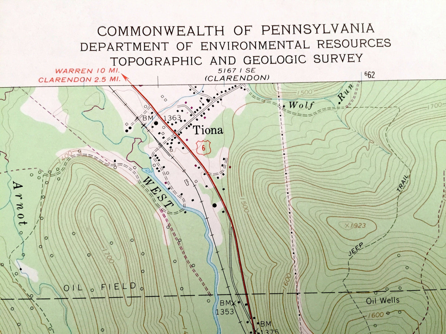 Antique Sheffield, Pennsylvania 1966 US Geological Survey Topographic Map – Warren County, Forest County, Cherry Grove, Mead, Howe, Milltown