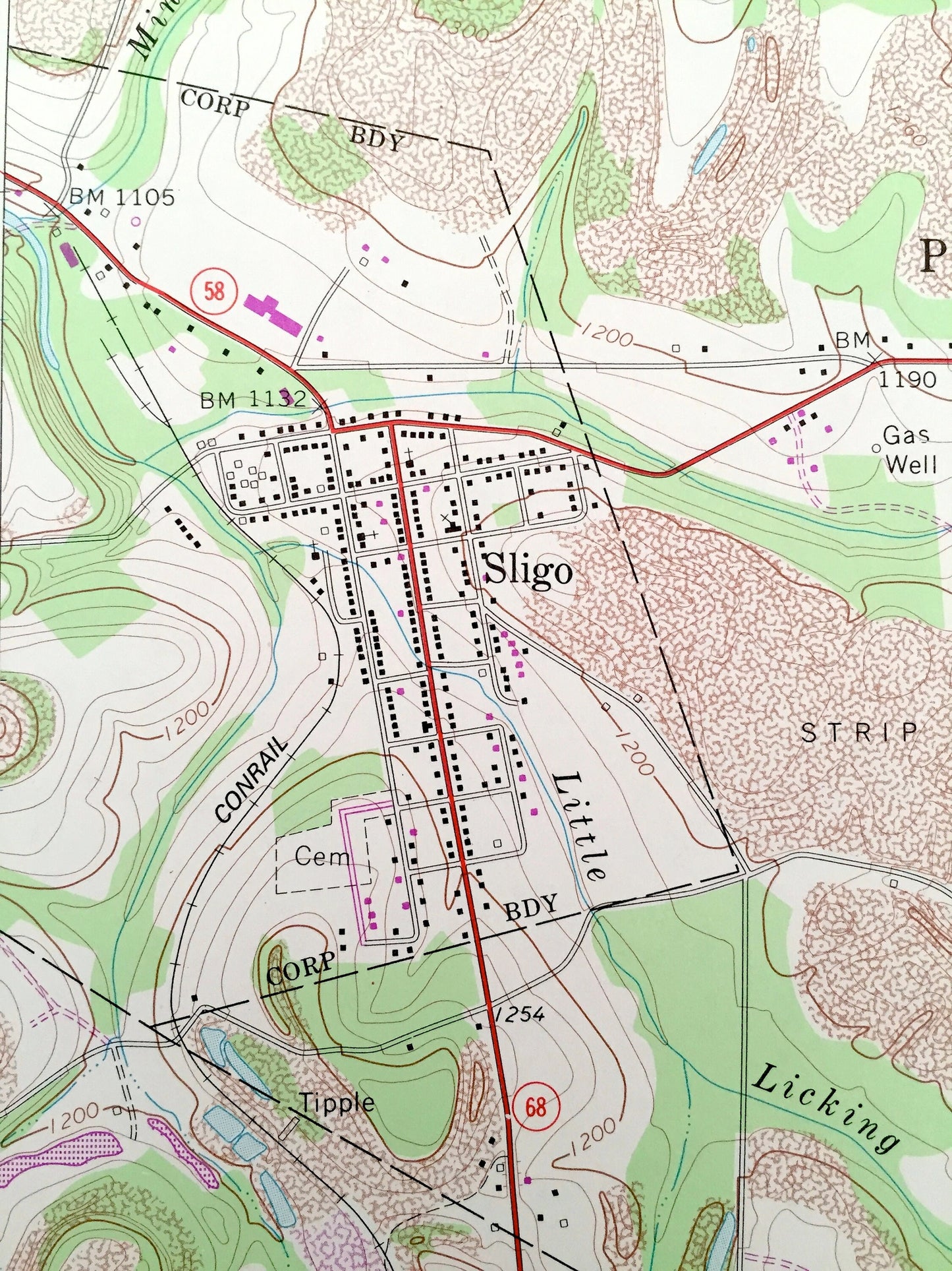 Antique Sligo, Pennsylvania 1969 US Geological Survey Topographic Map – Armstrong County, Clarion County, Piney, Monroe, Toby, Porter