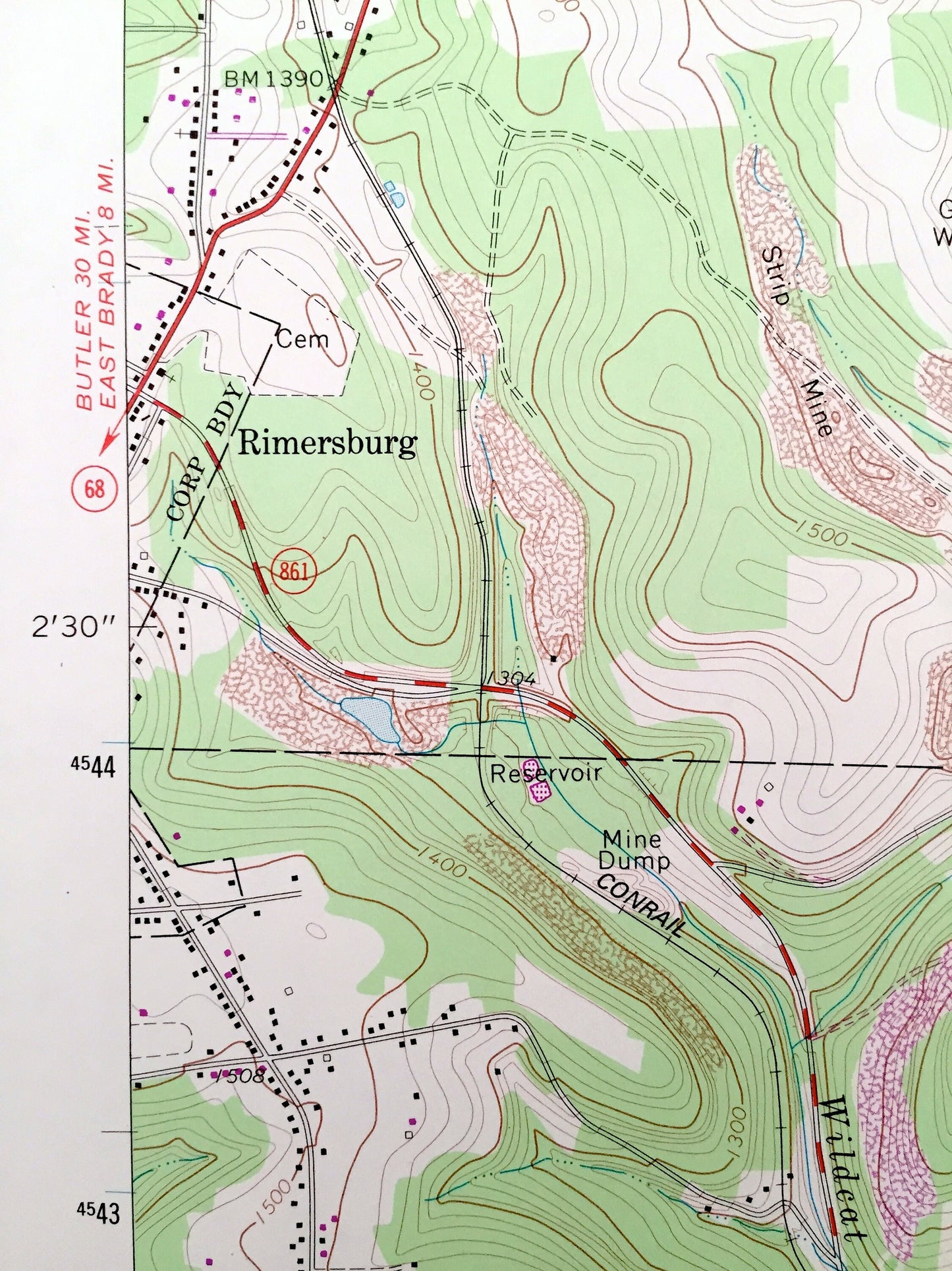 Antique Sligo, Pennsylvania 1969 US Geological Survey Topographic Map – Armstrong County, Clarion County, Piney, Monroe, Toby, Porter
