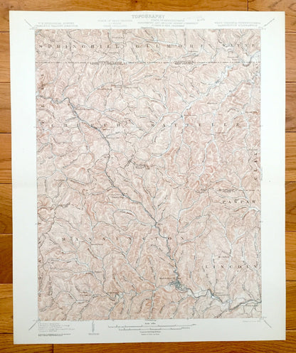 Antique Mannington, West Virginia 1905 US Geological Survey Topographic Map – Marion County, Clay, Springhill, Gilmore, Battelle, Cottontown