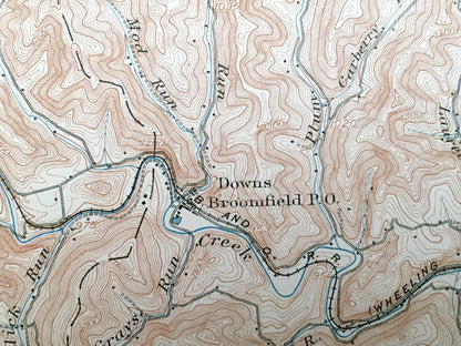 Antique Mannington, West Virginia 1905 US Geological Survey Topographic Map – Marion County, Clay, Springhill, Gilmore, Battelle, Cottontown