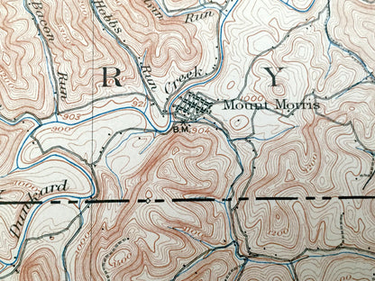 Antique Blacksville, West Virginia 1904 US Geological Survey Topographic Map – Monongalia County, Cass, Pawpaw, Lincoln Winfield Battelle WV