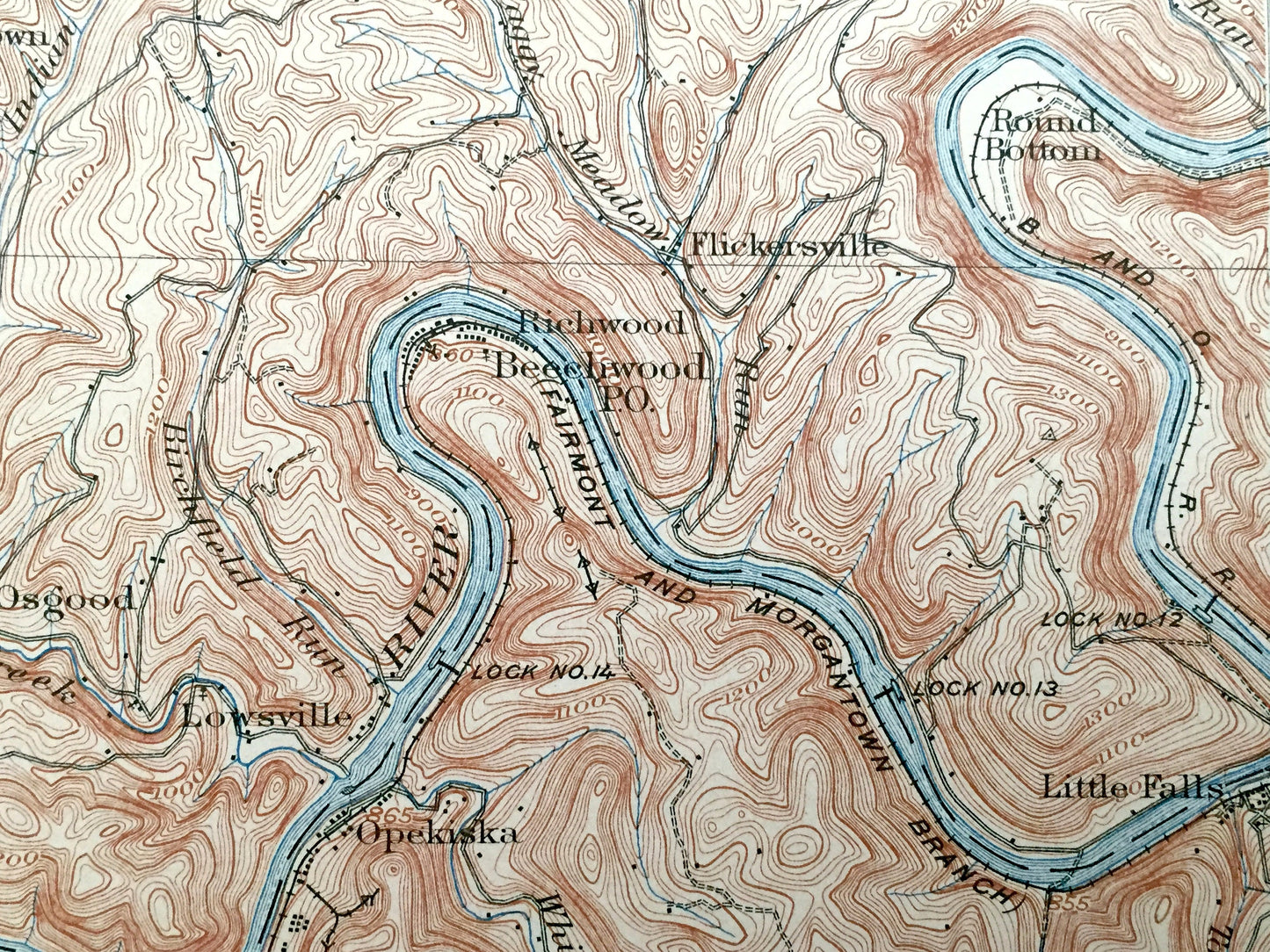 Antique Blacksville, West Virginia 1904 US Geological Survey Topographic Map – Monongalia County, Cass, Pawpaw, Lincoln Winfield Battelle WV