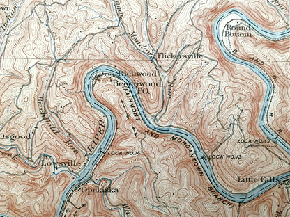 Antique Blacksville, West Virginia 1904 US Geological Survey Topographic Map – Monongalia County, Cass, Pawpaw, Lincoln Winfield Battelle WV