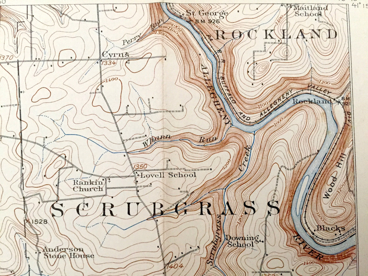 Antique Hilliards, Pennsylvania 1912 US Geological Survey Topographic Map – Butler, Venango County, Murrinsville, Clintonville, Glade Dam PA