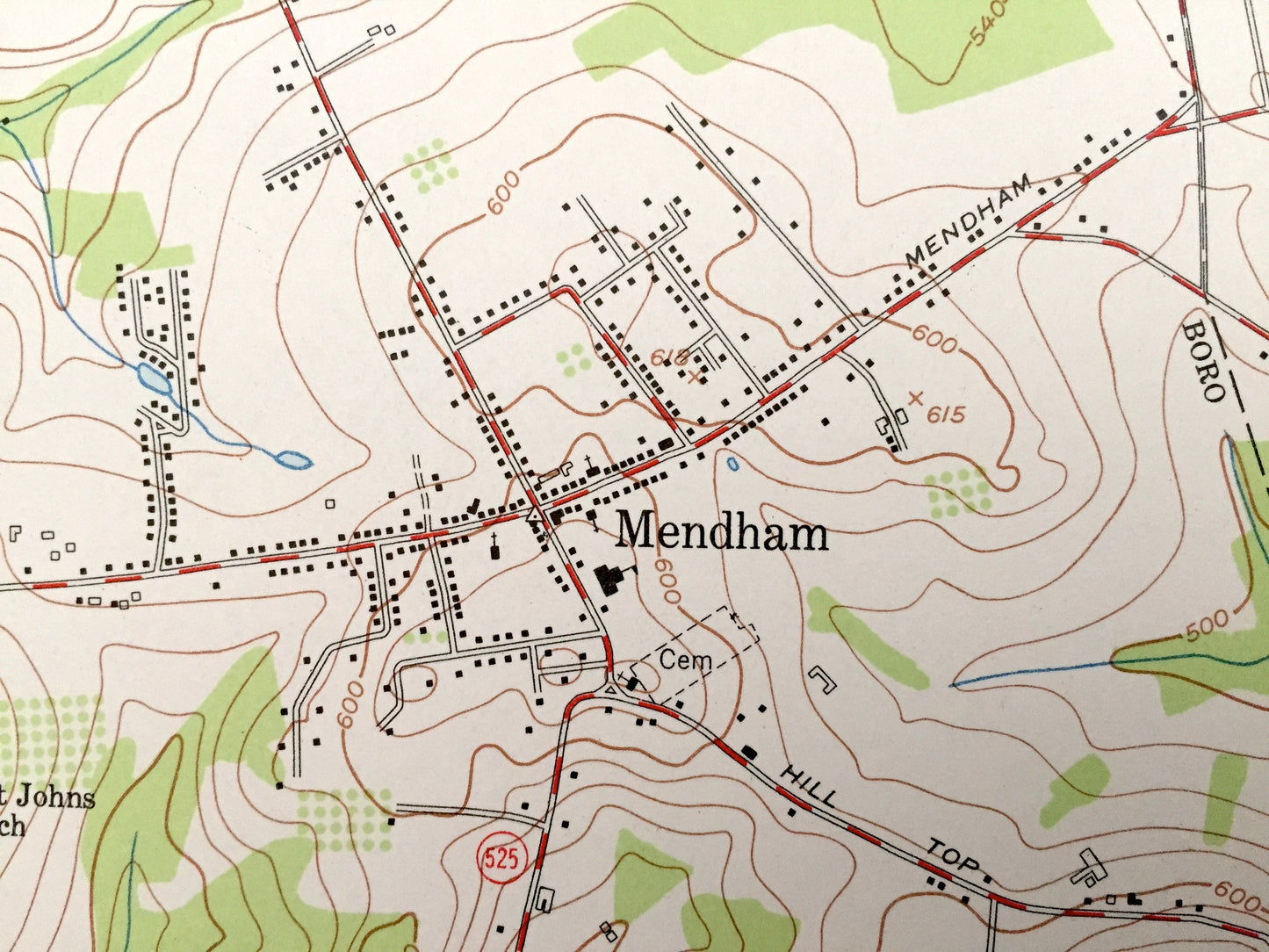 Antique Mendham, New Jersey 1954 US Geological Survey Topographic Map – Morris, Somerset County, Randolph, Denville, Morris, Harding, NJ
