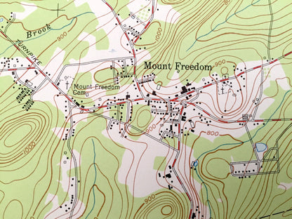 Antique Mendham, New Jersey 1954 US Geological Survey Topographic Map – Morris, Somerset County, Randolph, Denville, Morris, Harding, NJ