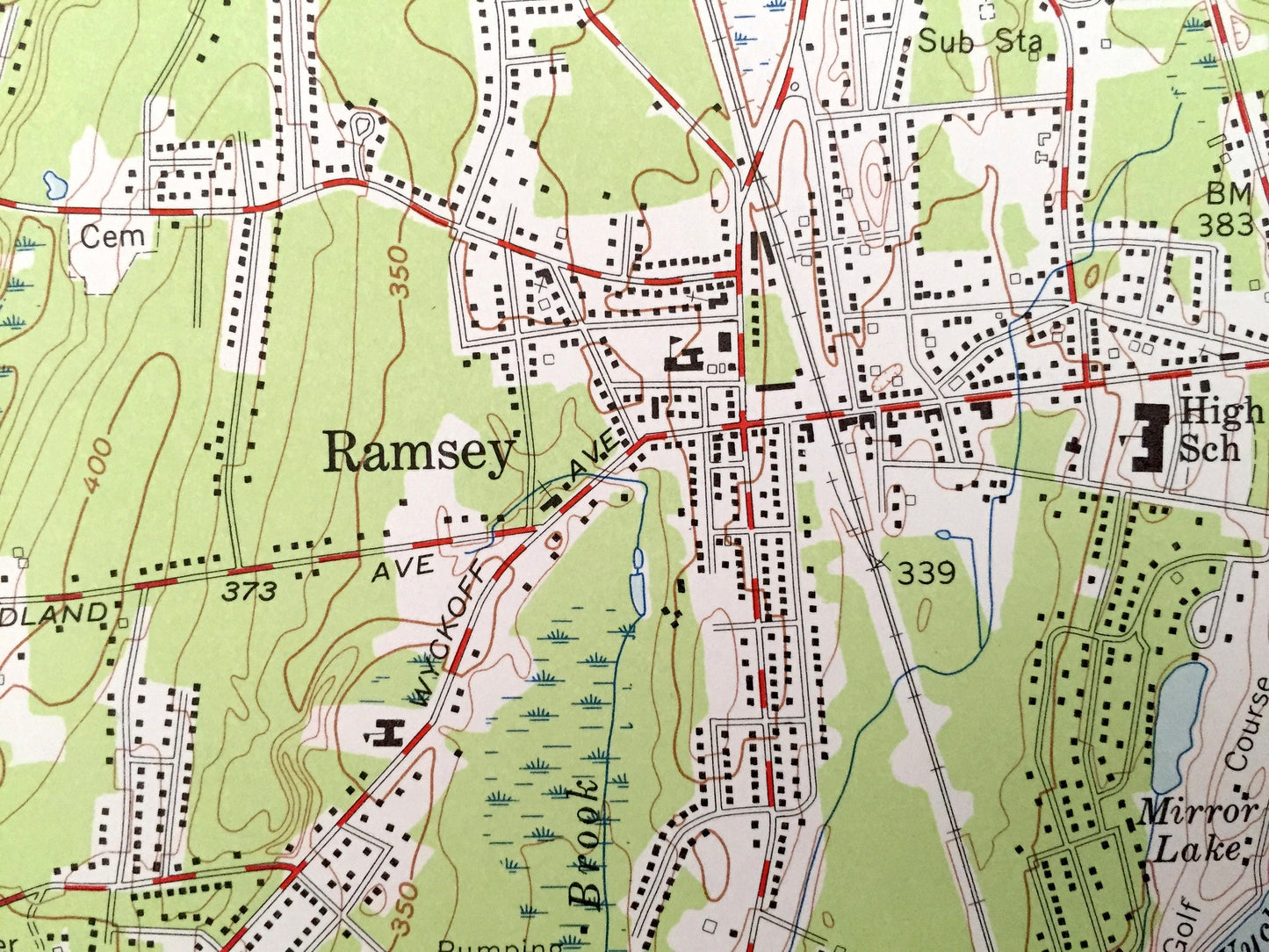 Antique Ramsey, New Jersey 1955 US Geological Survey Topographic Map – Bergen, Passaic, Rockland County, Mahwah, Ramapo, New York NJ NY
