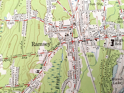 Antique Ramsey, New Jersey 1955 US Geological Survey Topographic Map – Bergen, Passaic, Rockland County, Mahwah, Ramapo, New York NJ NY