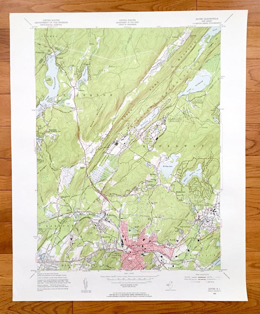 Antique Dover, New Jersey 1954 US Geological Survey Topographic Map – Morris, Sussex County, Jefferson, Rockaway, Roxbury, Denville, Wharton