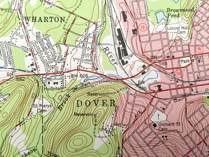 Antique Dover, New Jersey 1954 US Geological Survey Topographic Map – Morris, Sussex County, Jefferson, Rockaway, Roxbury, Denville, Wharton
