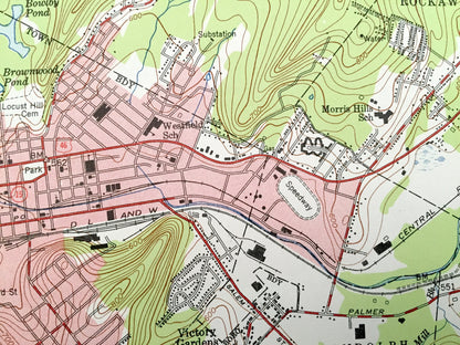 Antique Dover, New Jersey 1954 US Geological Survey Topographic Map – Morris, Sussex County, Jefferson, Rockaway, Roxbury, Denville, Wharton