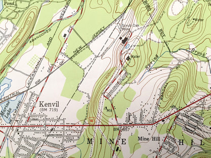Antique Dover, New Jersey 1954 US Geological Survey Topographic Map – Morris, Sussex County, Jefferson, Rockaway, Roxbury, Denville, Wharton