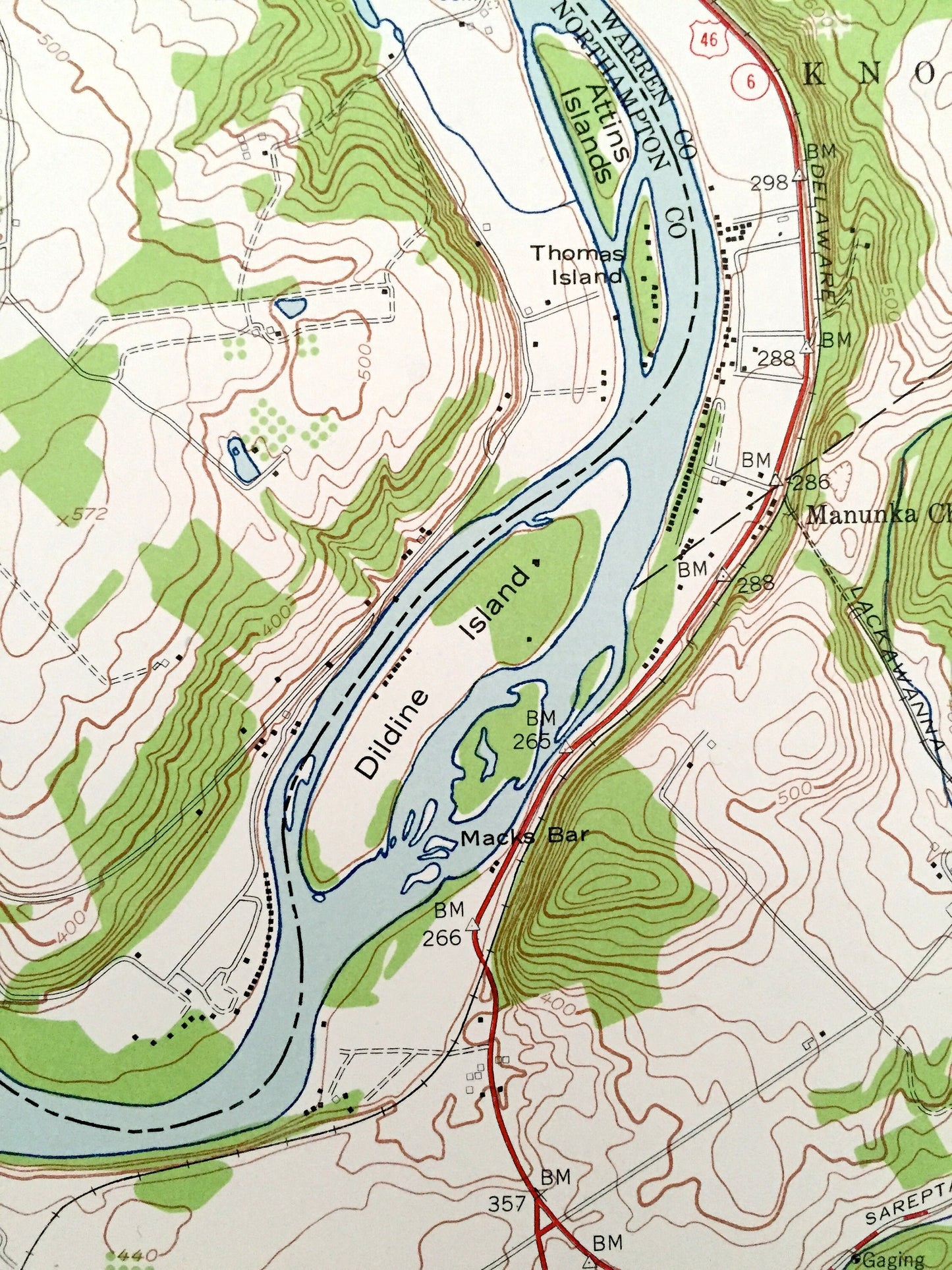 Antique Belvidere, New Jersey 1955 US Geological Survey Topographic Map – Warren, Northampton County, White, Harmony, Pennsylvania, NJ PA