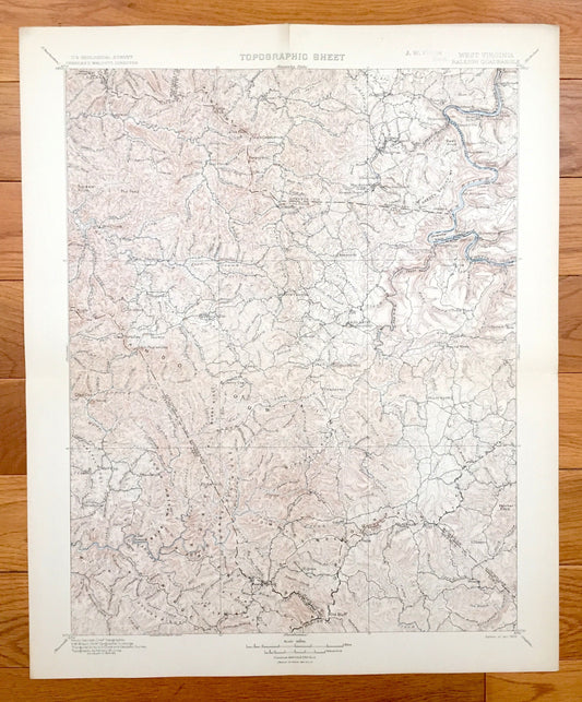 Antique Raleigh, West Virginia 1902 US Geological Survey Topographic Map – Raleigh County, Cedarburg, Beechwood, Lawson, Hampton, Table Rock
