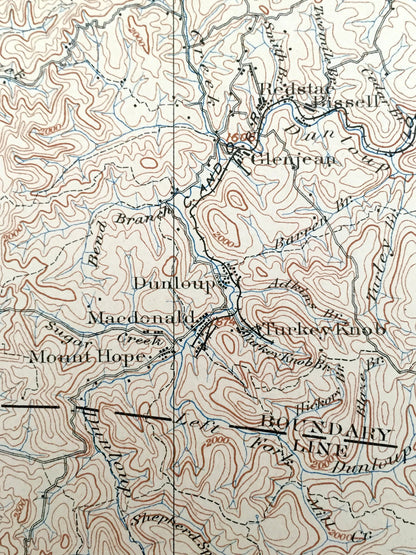 Antique Raleigh, West Virginia 1902 US Geological Survey Topographic Map – Raleigh County, Cedarburg, Beechwood, Lawson, Hampton, Table Rock