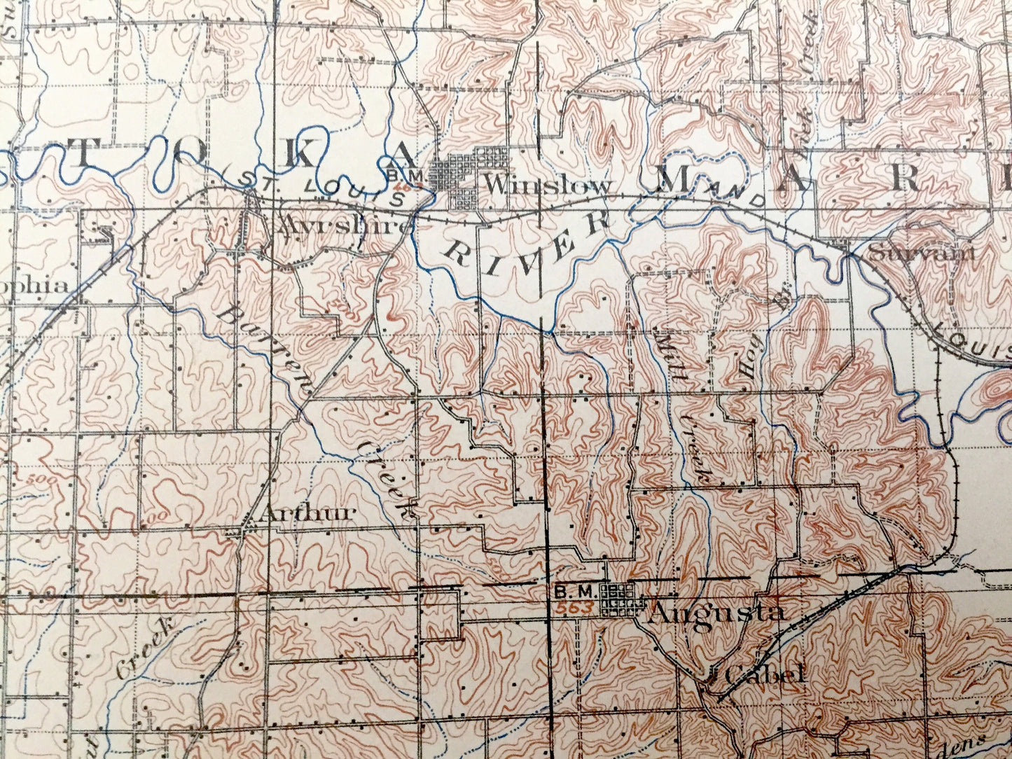 Antique Ditney, Indiana 1902 US Geological Survey Topographic Map – Gibson, Pike, Vanderburg, Dubois, Warrick, Spencer County, Lynnville, IN