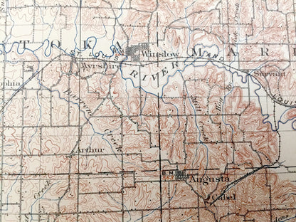 Antique Ditney, Indiana 1902 US Geological Survey Topographic Map – Gibson, Pike, Vanderburg, Dubois, Warrick, Spencer County, Lynnville, IN