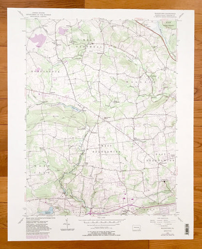 Antique Wagontown, Pennsylvania 1956 US Geological Survey Topographic Map – Chester County, Honeybrook, Wallace, Caln, West Caln, Valley, PA