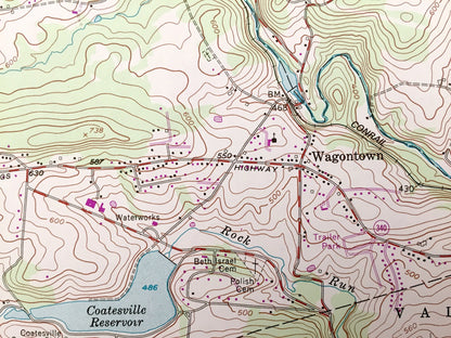 Antique Wagontown, Pennsylvania 1956 US Geological Survey Topographic Map – Chester County, Honeybrook, Wallace, Caln, West Caln, Valley, PA