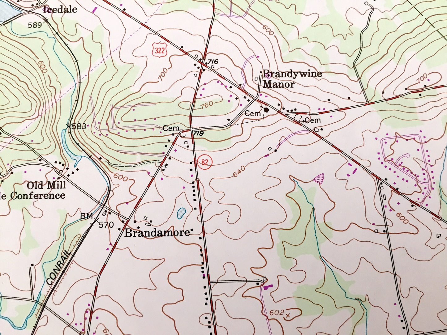 Antique Wagontown, Pennsylvania 1956 US Geological Survey Topographic Map – Chester County, Honeybrook, Wallace, Caln, West Caln, Valley, PA