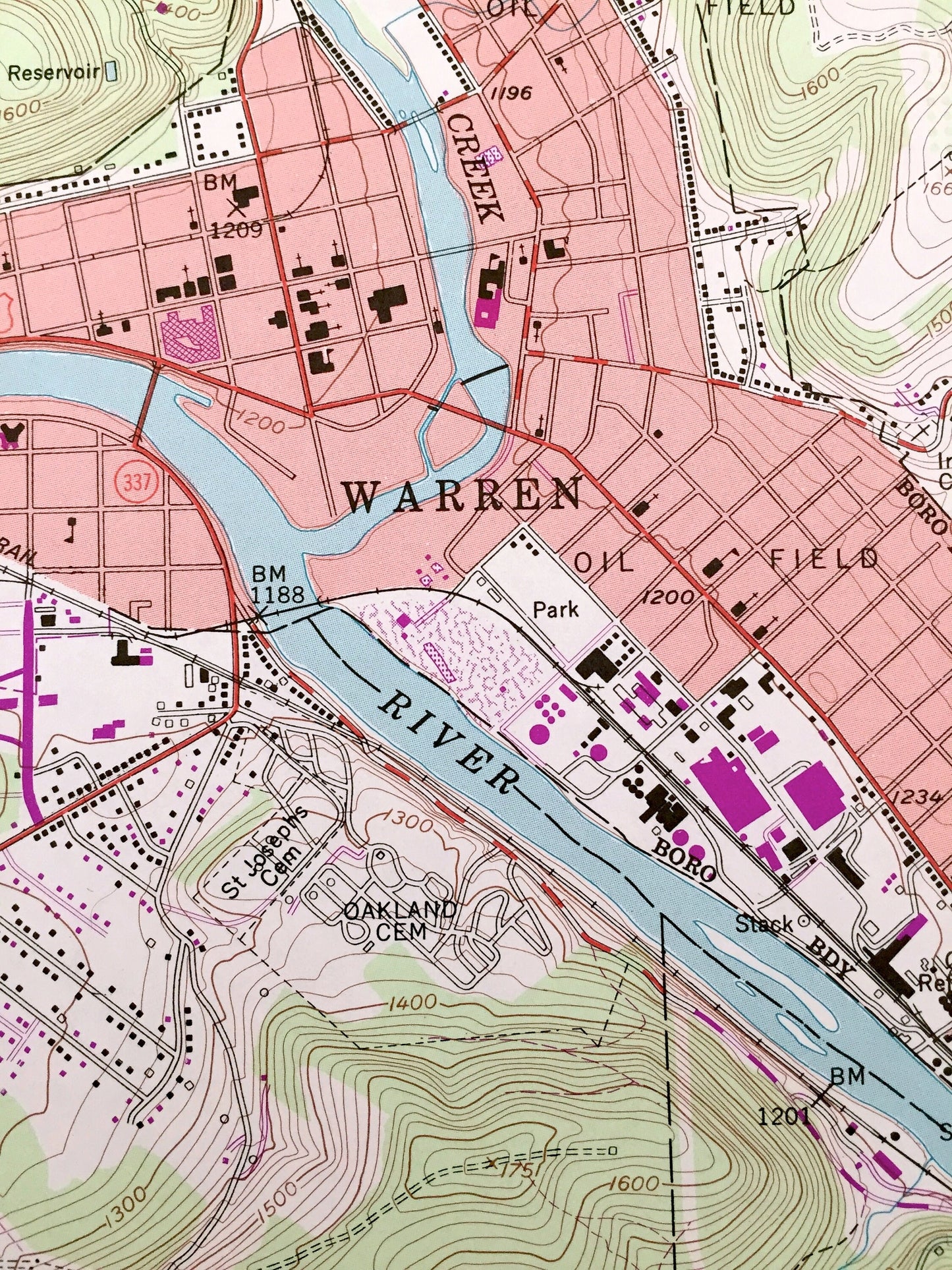 Antique Warren, Pennsylvania 1954 US Geological Survey Topographic Map – Warren County, Conewango, Pleasant, Watson, Mead, Glade, Starbrick