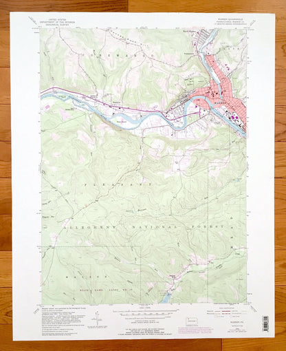 Antique Warren, Pennsylvania 1954 US Geological Survey Topographic Map – Warren County, Conewango, Pleasant, Watson, Mead, Glade, Starbrick