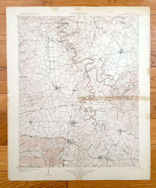 Antique Harrodsburg, Kentucky 1905 US Geological Survey Topographic Map – Mercer County, Bulgin, Cornishville, Shelby, Stanford, Perryville